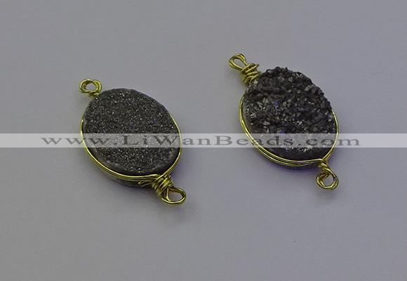 NGC5520 15*20mm freeform plated druzy agate connectors wholesale