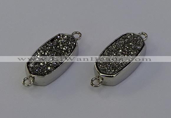 NGC5549 10*22mm - 12*25mm freeform plated druzy quartz connectors