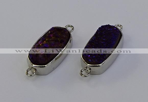 NGC5554 10*22mm - 12*25mm freeform plated druzy quartz connectors