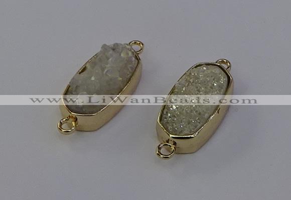 NGC5559 10*22mm - 12*25mm freeform plated druzy quartz connectors