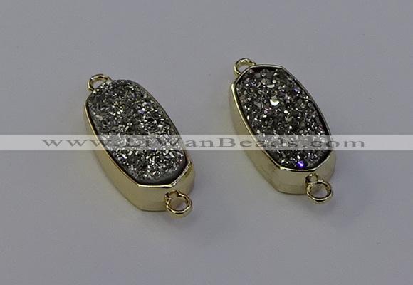 NGC5560 10*22mm - 12*25mm freeform plated druzy quartz connectors