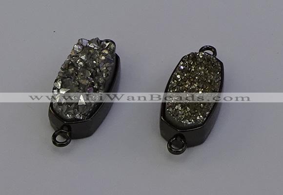 NGC5571 10*22mm - 12*25mm freeform plated druzy quartz connectors