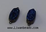 NGC5575 10*22mm - 12*25mm freeform plated druzy quartz connectors