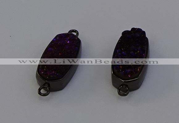 NGC5576 10*22mm - 12*25mm freeform plated druzy quartz connectors