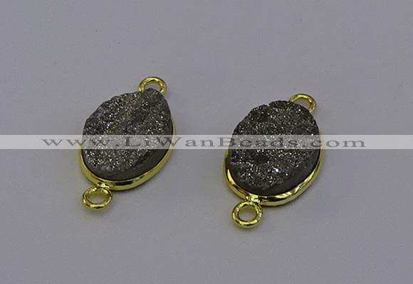 NGC5582 12*16mm oval plated druzy agate connectors wholesale