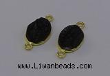 NGC5589 12*16mm oval plated druzy agate connectors wholesale