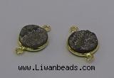 NGC5594 15mm - 16mm coin plated druzy agate connectors wholesale