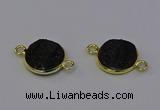 NGC5601 15mm - 16mm coin plated druzy agate connectors wholesale