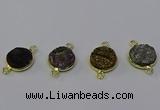 NGC5602 15mm - 16mm coin plated druzy agate connectors wholesale