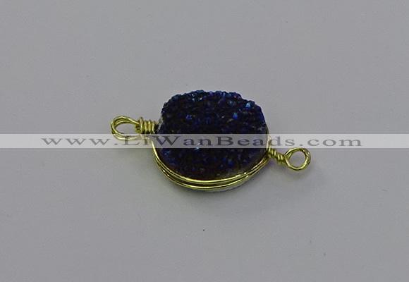 NGC5609 15mm - 16mm coin plated druzy quartz connectors wholesale