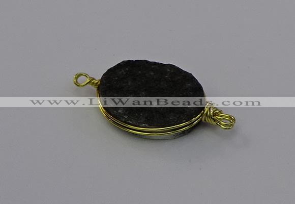 NGC5622 15*20mm oval plated druzy quartz connectors wholesale