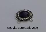 NGC5648 18*25mm faceted oval amethyst gemstone connectors