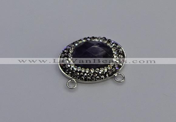 NGC5648 18*25mm faceted oval amethyst gemstone connectors