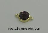 NGC5782 12mm coin plated druzy agate connectors wholesale