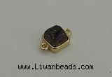 NGC5792 10*10mm square plated druzy agate connectors wholesale