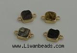 NGC5796 10*10mm square plated druzy agate connectors wholesale