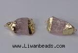 NGC583 18*25mm - 22*30mm nuggets rose quartz gemstone connectors