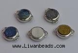 NGC5830 15mm coin plated druzy agate connectors wholesale