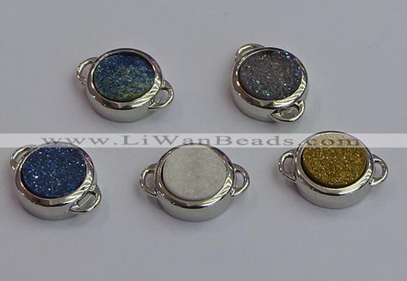 NGC5830 15mm coin plated druzy agate connectors wholesale