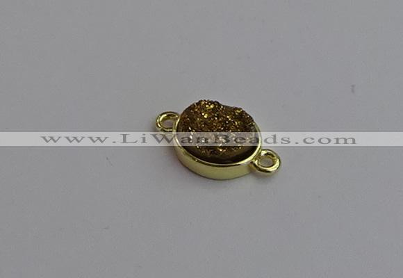 NGC5841 11*13mm oval plated druzy agate connectors wholesale