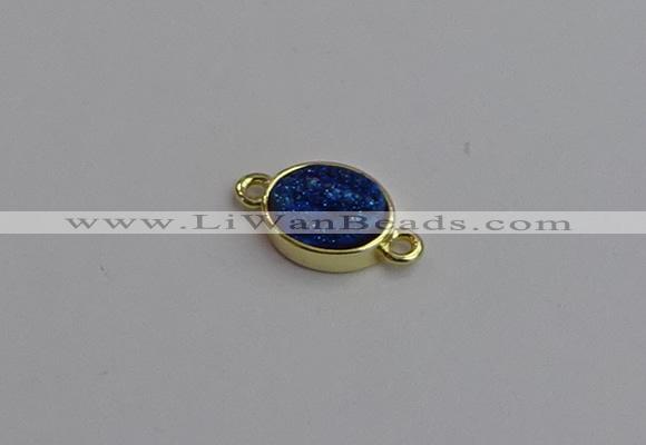 NGC5843 11*13mm oval plated druzy agate connectors wholesale