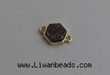 NGC5853 12*12mm hexagon plated druzy agate connectors wholesale