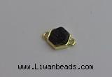 NGC5857 12*12mm hexagon plated druzy agate connectors wholesale