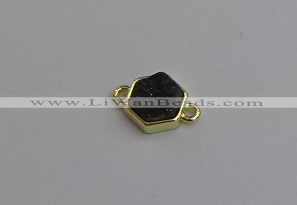 NGC5857 12*12mm hexagon plated druzy agate connectors wholesale