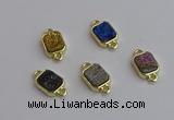 NGC5868 10*12mm rectangle plated druzy agate connectors wholesale