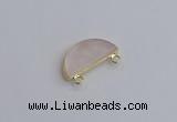 NGC5901 13*26mm moon rose quartz connectors wholesale