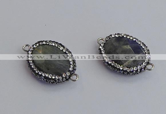 NGC5960 18*22mm faceted oval labradorite connectors wholesale