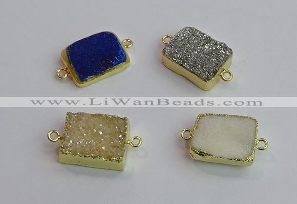 NGC5979 15*20mm rectangle plated druzy agate connectors wholesale