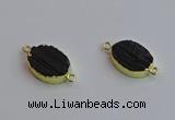 NGC5983 15*20mm oval black tourmaline connectors wholesale