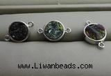 NGC6005 12mm coin plated druzy agate connectors wholesale