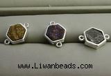 NGC6007 12*12mm hexagon plated druzy agate connectors wholesale