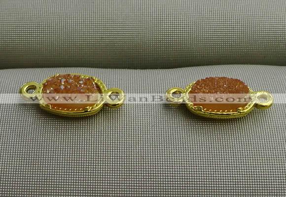 NGC6020 5*8mm oval plated druzy agate connectors wholesale