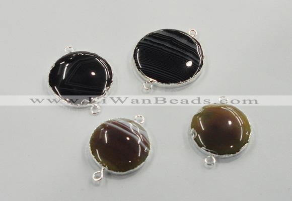 NGC61 30mm - 40mm flat round agate connectors wholesale