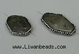 NGC6508 25*30mm - 25*40mm freeform black rutilated quartz connectors