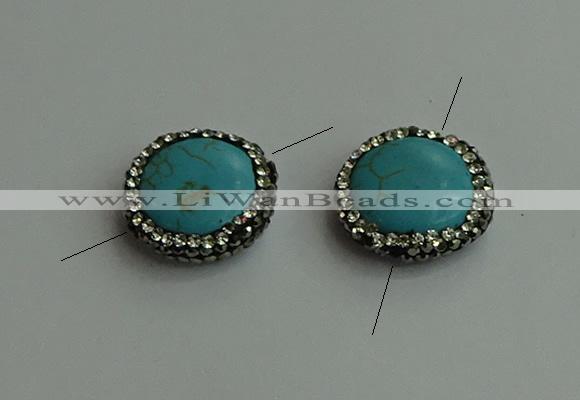 NGC6552 18mm flat round turquoise connectors wholesale