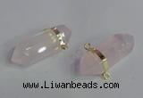 NGC665 10*35mm - 15*40mm faceted nuggets rose quartz connectors