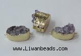 NGC687 15*28mm - 20*30mm freeform druzy amethyst connectors