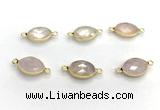 NGC7035 11*15mm faceted oval rose quartz connectors