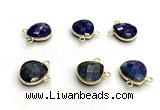 NGC7072 14mm faceted flat teardrop lapis lazuli connectors