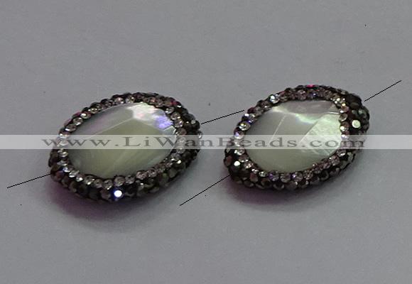 NGC7512 15*20mm faceted freeform shell pearl connectors wholesale