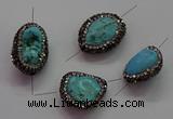 NGC7529 15*20mm - 18*25mm nuggets turquoise connectors wholesale