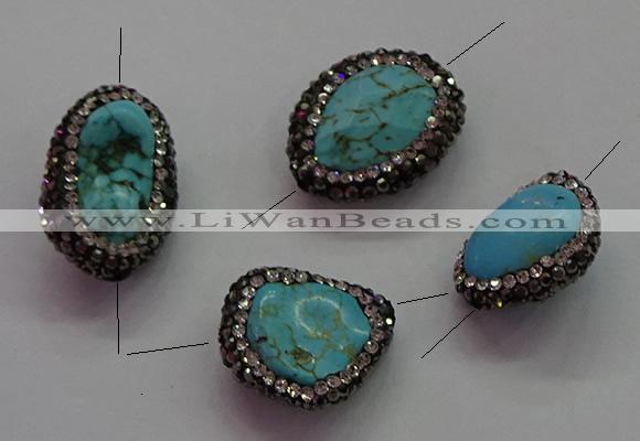 NGC7529 15*20mm - 18*25mm nuggets turquoise connectors wholesale