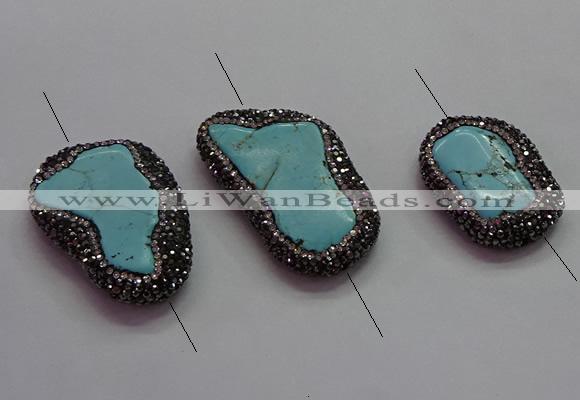 NGC7530 15*20mm - 18*25mm freeform turquoise connectors wholesale