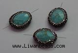 NGC7533 18*22mm - 20*25mm faceted oval turquoise connectors