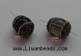 NGC7556 15*20mm egg-shaped smoky quartz connectors wholesale