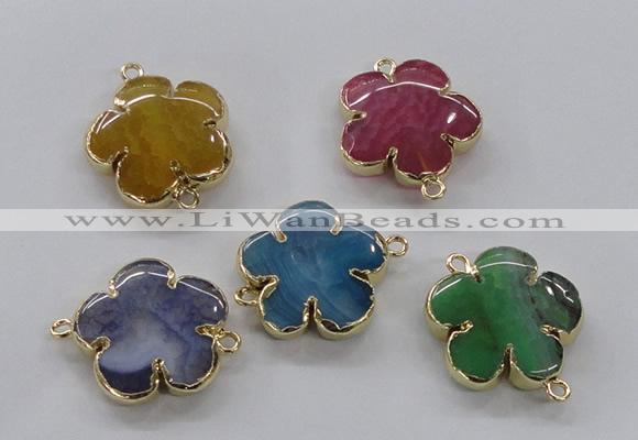 NGC856 28mm - 30mm flower agate gemstone connectors wholesale